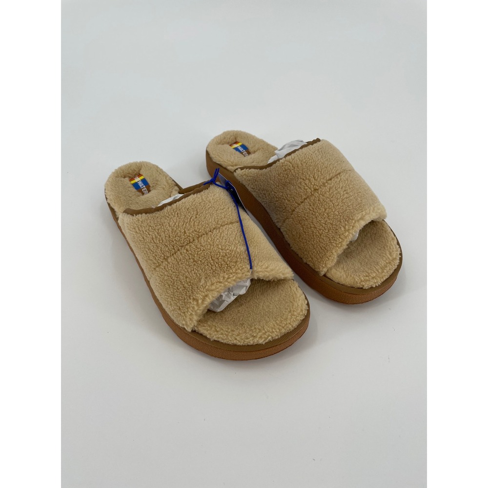 Freewaters Softy Cloud9 Slide Slippers Tan Sherpa Plush Womens XL 10.5 11.5 NWT
